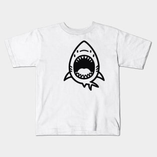 Stick Figure of a Shark in Black Ink Kids T-Shirt